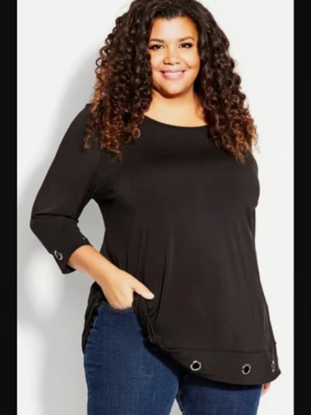 Avenue women's Evans Black Ring Hem Top, Sz 14/16